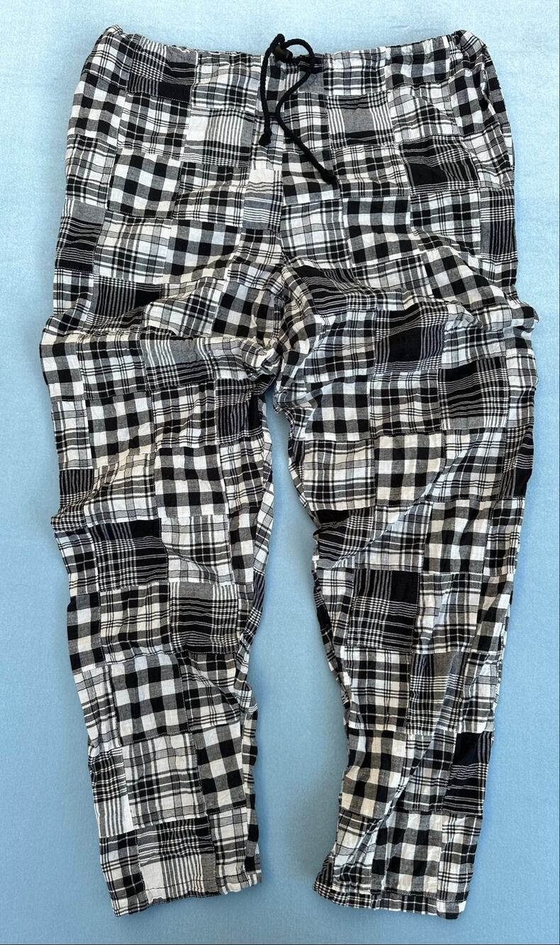 SKIDZ Pants One Size Black White Plaid Checkered Patchwork Drawstring Lounge